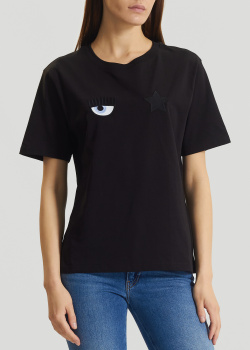 Черная футболка Chiara Ferragni свободного кроя, фото